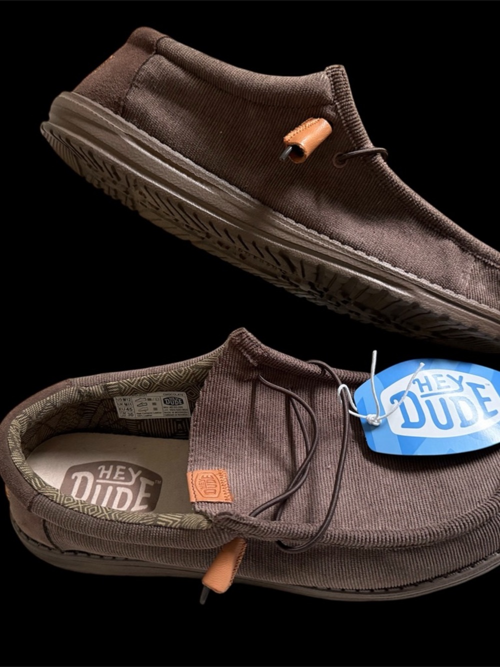 Hey Dude Men's Corduroy Brown Slip-On Loafers - Picture 4 of 9